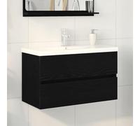 Frdhee Mobile Con Lavabo Lavatoio Moderno, Mobile lavabo Rovere nero 80 x 39 x 62 cm Legno multistrato Mobiletti Bagno per Articoli Da Toilette, Vanity Area Di Lavaggio
