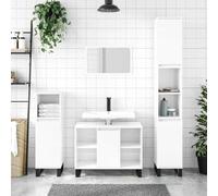 Frdhee Mobile da bagno alto, bianco lucido, 80 x 33 x 60 cm, in materiale legno, per bagno, soggiorno, sala da pranzo, cucina