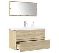 Frdhee Mobile da bagno con mobiletto a specchio, 3 cucchiai. Set di mobili da bagno in legno di quercia, per piccoli bagni, può essere installato rapidamente, molto spazio