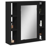 Frdhee Mobile Lavatoio Salvaspazio, Mobile da Bagno con Specchio Nero 60x16x60 cm Legno Multistrato Mobiletti Bagno per Articoli Da Toilette, Vanity Area Di Lavaggio