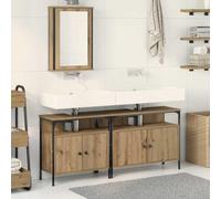 Frdhee Mobile Lavatoio Salvaspazio, Unità da Bagno 3 pcs Marrone 80 x 30 x 60 cm Legno multistrato Mobiletti Bagno per Articoli Da Toilette, Vanity Area Di Lavaggio