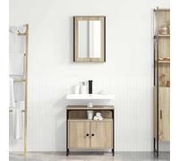 Frdhee Mobile Lavatoio, Set di mobili per il bagno 2 pcs Marrone 60 x 30 x 60 cm Mobiletti Da Lavabo per Articoli Da Toilette, Vanity Area Di Lavaggio