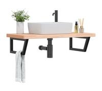 Frdhee Mobile sottolavabo, mobile da bagno, lavabo a parete, in acciaio e legno massello di faggio per bagno, lavanderia, bagno