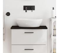 Frdhee Mobiletto da bagno, mobiletto da bagno, mobiletto da bagno, lavabo marrone scuro, 60 x 40 x 2 cm, in legno massello, trattato, per bagno, ospiti, WC, bagno, stile moderno