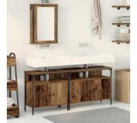 Frdhee Mobiletto da bagno, set di mobili da bagno, lavabo da bagno con porta, 3 pezzi, marrone, 80 x 30 x 60 cm, per bagni, camere d'albergo, montaggio semplice