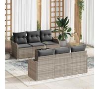 Frdhee Mobili da balcone, per esterni, divano da giardino, mobili da giardino, set da 7 pezzi, grigio chiaro e grigio scuro, 55 x 55 x 37 cm, stile moderno, per interni ed esterni, cortile