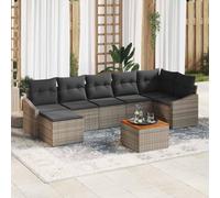 Frdhee Mobili da giardino da balcone, set da giardino con cuscino, 8 pezzi, grigio polyrattan, per cortile, veranda, balcone