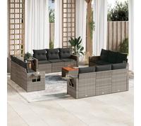 Frdhee Mobili da giardino d'inverno, 13 pezzi, set di divano da giardino con cuscino, grigio, in rattan sintetico, per salotto, balcone, veranda