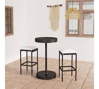 Frdhee Mobili da giardino, mobili da veranda, set da 3 pezzi, set da giardino con cuscino, in polyrattan, nero, per terrazza, patio, zona benessere