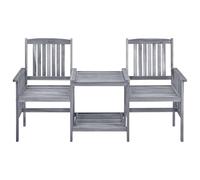 Frdhee Mobili da terrazza, mobili da giardino, mobili da veranda, divano da giardino, sedie da giardino con tavolo da tè, 159 x 61 x 92 cm, legno massiccio di acacia, per parchi cittadini, terrazze