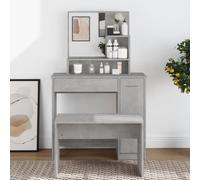 Frdhee Moderno tavolo da toeletta con specchio, grigio cemento, 86,5 x 35 x 136 cm, Vanity Table per camera da letto, facile da montare, design moderno