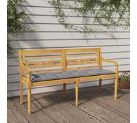 Frdhee Panchina Da Esterni, Panca per Patio a Più Posti, Panchina Batavia con Cuscino Grigio 150 cm Legno Massello Teak Sedia a Banco Per Portico Anteriore Balcone Godersi Il Sole in Spazio