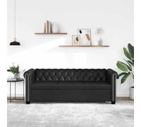 Frdhee Piccolo divano letto Cauchsofa, divano Chesterfield 3 posti ecopelle nera per soggiorno, camera da letto, piccolo spazio