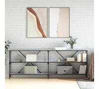 Frdhee Piccolo supporto per piante, tavolo consolle grigio, 200 x 30 x 75 cm, materiale in legno e ferro, per caffè e laptop