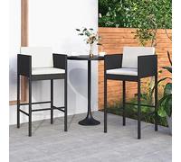 Frdhee Poltrona a Sdraio, Sedie a Sdraio, Sgabelli da Bar 2 pz con Cuscini Neri in Polyrattan Adatto a Piscina Campeggio Balcone Spiaggia Patio Leggere, Spazi Esterni per Il Relax