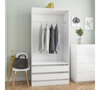 Frdhee Portatile Guardaroba, Armadio Bianco Lucido 100x50x200 cm in Legno Multistrato Armadio Salvaspazio per Camera Da Letto E Spogliatoio Soggiorno