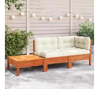 Frdhee Relax - Set di mobili da giardino con cuscino e poggiapiedi, in legno massello di pino, per giardino, balcone, terrazza, montaggio rapido, design semplice