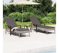Frdhee Sala da giardino, divano da giardino, set da 2 pezzi, con tavolo e cuscini, grigio, in rattan sintetico, per verande, cortili, terrazze, balconi, bordi della piscina