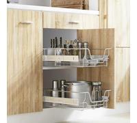 Frdhee Scaffalatura per mobili da cucina, 2 pezzi, allungabile, argento, 45 cm, per forno a microonde, tostapane e utensili da cucina