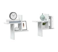 Frdhee Scaffali per pareti, mensole da cucina, 2 pezzi, bianco, 38 x 12 x 38 cm, materiale in legno, per cornici, articoli decorativi, barattoli per spezie, versatili