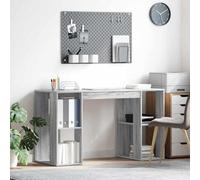 Frdhee Scrivania angolare da ufficio, con spazio di archiviazione, colore grigio, 130 x 50,5 x 75 cm, per piccoli uffici, camera da letto e ufficio