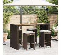 Frdhee Sedia da bistrot per esterni, da campeggio, da giardino, con cuscino, 4 pezzi, marrone, in polyrattan, per campeggio, spiaggia, pesca, giardino, facile da configurare