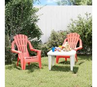 Frdhee Sedie da giardino da terrazza, da balcone, da giardino, per bambini, 2 pezzi, rosso, 37 x 34 x 44 cm, effetto legno, per giardino, terrazza e balcone, facile da mantenere