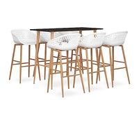 Frdhee Set completo da tavolo da cucina, 7 pezzi, nero e bianco, per sala da pranzo, cucina, soggiorno