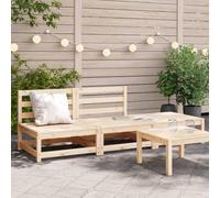 Frdhee Set da giardino con divano ad angolo, divano da giardino senza braccioli con poggiapiedi, in legno di pino massiccio, adatto per prati, terrazze, cortili, piscine