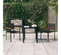 Frdhee Set da giardino, mobili da veranda, set da giardino, 3 pezzi, colore nero, per ambienti piscina, zona benessere