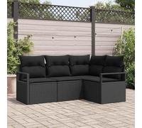 Frdhee Set di 4 mobili da giardino, in rattan sintetico, colore nero, per terrazze, balconi, giardini, possono essere assemblati rapidamente