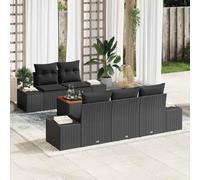Frdhee Set di 6 mobili da giardino per giardino d'inverno, mobili da giardino con cuscino, in rattan sintetico, colore nero, per terrazze, veranda e cortile