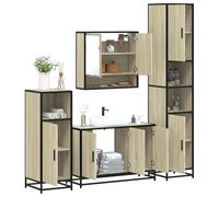 Frdhee Set di mobili da bagno, 4 pezzi, in legno di quercia, per la cura e gli utensili da bagno, può essere installato rapidamente, molto spazio