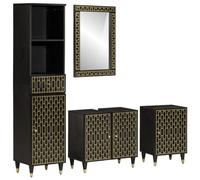 Frdhee Set di mobili da bagno, 4 pezzi, in legno massello mango, per casa, hotel, locanda