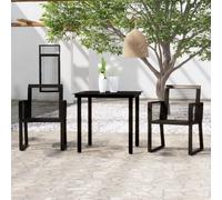 Frdhee Set di mobili da balcone, mobili da giardino, set da 3 pezzi, colore nero, per aree benessere, parchi urbani