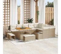 Frdhee Set di mobili da giardino, 12 pezzi beige e crema, 100 x 100 x 71 cm, set di mobili per giardino, esterni, terrazza, balcone