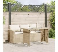 Frdhee Set di mobili da giardino, 2 pezzi, con cuscino, beige, in polyrattan, per cortili, terrazze, balconi, bordi della piscina