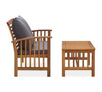 Frdhee Set di mobili da giardino, 2 pezzi, con cuscino, in legno massiccio di acacia, per verande, cortili, terrazze, balconi, bordi della piscina, facile da montare
