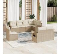 Frdhee Set di mobili da giardino, 8 pezzi, con cuscino, beige, in polyrattan, per balcone, interni ed esterni, terrazza, cortile