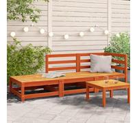 Frdhee Set di mobili da giardino con poggiapiedi, 2 posti, marrone cera, legno massello di pino, per balcone e terrazza, montaggio rapido, liberamente combinabile
