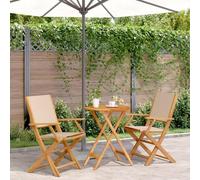 Frdhee Set di mobili da giardino d'inverno, 3 pezzi, in tessuto beige e legno massiccio, per esterni, per terrazze, veranda e cortile