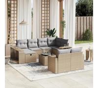 Frdhee Set di mobili da giardino, salone da giardino, divano lounge, set da balcone, set da 11 lg. Set di divano da giardino con cuscino, beige, in polyrattan, per piscina, terrazza, facile da montare