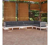 Frdhee Set di mobili da giardino, terrazze, set di colloqui, sedie da giardino, mobili da terrazzo, set da salotto da giardino con cuscino, in legno di pino massiccio, per ambienti piscina, ambienti