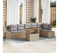Frdhee Set di mobili da terrazza per giardino, 7 pezzi, beige e grigio, 100 x 55 x 73 cm, per giardino, cortile, veranda