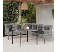 Frdhee Set di mobili lounge da giardino, 2 pezzi, con cuscino, grigio, in polyrattan, per cortili, terrazze, balconi, bordi della piscina