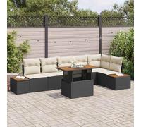 Frdhee Set di sedie da giardino, divano da giardino, 7 pezzi, nero e beige, 100 x 55 x 73 cm, per soggiorno, balcone, giardino, facile da montare, liberamente combinabile