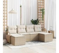 Frdhee Set lounge, lettino prendisole, zona soggiorno, divano da giardino con cuscino con stoccaggio, 6 pezzi, beige e crema, per terrazze, case vacanze pensioni