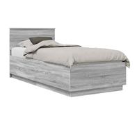 Frdhee Struttura letto per ragazzi, telaio con testiera grigia 70 x 190 cm, materiale in legno, non è necessario un letto a molle