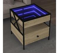 Frdhee Tavolino da caffè, tavolino da caffè, tavolino da salotto, tavolino con rovere a LED Infinity, 50 x 50 x 51 cm, per ricevimento degli ospiti, case vacanze, pensioni, stile moderno