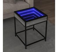 Frdhee Tavolino da salotto, divano, tavolino da caffè, tavolino con LED Infinity, grigio, 40 x 40 x 51 cm, per casa, camera da letto, pensioni, stile moderno